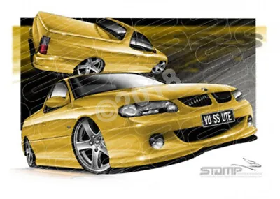 Holden Vu Ss Ute Hyper Yellow A2 Framed Print (hc12f) • $249