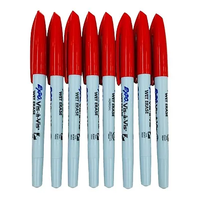 8 Markers Expo Vis-a-Vis Red Ink Low Odor Wet Erase Markers Fine Point • $8.79