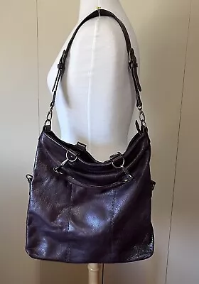 Ellington Sundance Soft Leather Convertible Tote Purse Deep Wine/Brown Color • $48.99