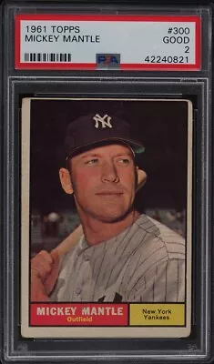 1961 Topps Baseball Mickey Mantle #300 PSA 2 • $130.50