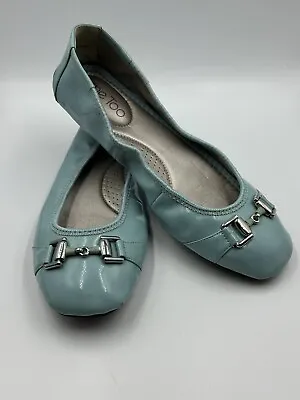 ME TOO Womens Lucky Lt Blue Patent Flats Comfort Shoes 6.5 M UNWORN • $19.95
