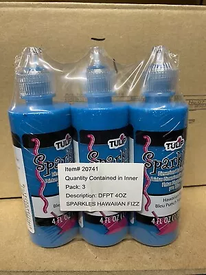 3 X Tulip 3D Fabric Paint  Sparkles (Hawaiian Fizz) 4 Oz / 118ml Bottles • £15.99