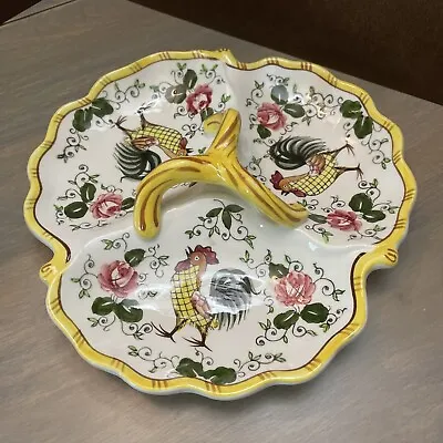 Rooster And Roses PY Party Divided Dish Ucagco Japan  • $59