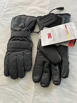 Firstgear Leather Gloves Heated Agrotex Thinsulate Motorcycle Men Medium New • $14