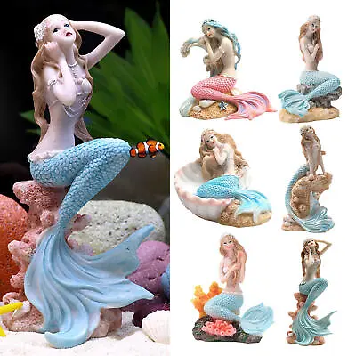 Mermaid Miniature Aquarium Decorations Resin Statue Figurine Fish Tank Ornament • $22.69