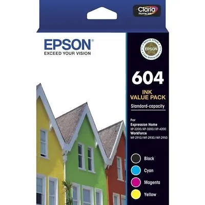 $54 • Buy NEW Epson 604 Ink Cartridge Black/Cyan/Magenta/Yellow 4 Colour Genuine Original