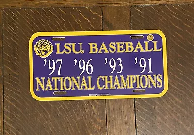 Vintage 90s LSU Tigers Baseball National Champions Plastic License Plate Bertman • $44.99