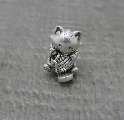 Genuine Pandora Kitty Cat & Yarn Ball Meow Charm ALE Silver 925 #799535C00 • £23.99