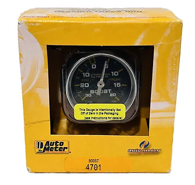 Auto Meter 2  Mechanical Carbon Fiber Vacuum / Boost Gauge 30 IN HG/20 PSI • $82.95