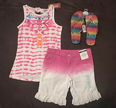 NWT 3pc ARIZONA Tank Sz 10/12 NAARTJIE Shorts Sz 9 Michaels Flip Flops Sz 6-7 • $33.99