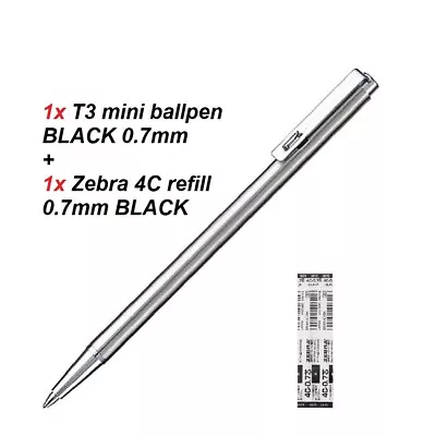 Zebra Techo T3 Mini Ballpoint Pen 0.7mm BLACK Ink + 1x 4C Refill 0.7mm BLACK • $12.95