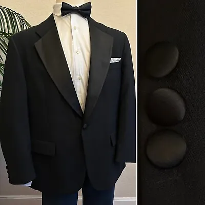 Vintage After Six Black Tuxedo Jacket Size 44 Formal Evening Coat Usa Union Made • $72