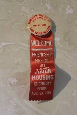 Vtg. Badge From Friendship Fire Co. #1 Geigertown Pa. 1969 • $18