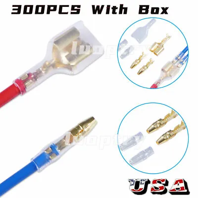 300PCS Motorcycle Brass Male & Female Bullet Terminal Electrical Wire Connectors • $10.44