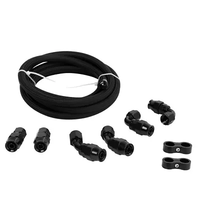 LokoCar AN10 1/2Inch ID PTFE Fuel Line Kit E85 Nylon Braided Fuel Hose 10FT • $62.49