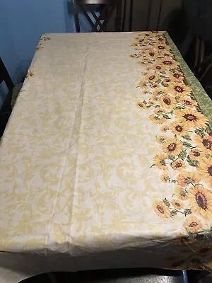 Sunflower Table Cloth Vinyl 57 Width X 82 Length  • $4