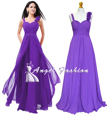 UK Women Chiffon Long Formal Wedding Prom Evening Party Bridesmaid Dress • £44.99