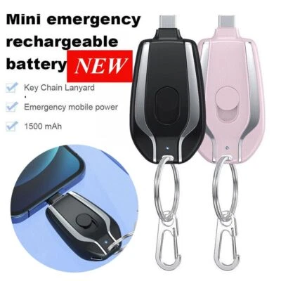 $13.86 • Buy Mini Type-C Power Bank Keychain Emergency Charger For Iphone Android Smartphone