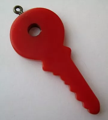 VINTAGE Cherry Red Bakelite KEY Charm~Fob~Pendnat • $32