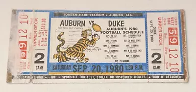 9/20/80 Duke Auburn Jordan-Haire Stadium NCAA College Football Full Ticket Stub • $18.74
