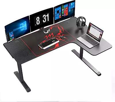 EUREKA ERGONOMIC L Shaped Gaming Desk 60 Inch L60 Home Office Corner PC Compute • $460.10