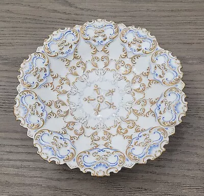 Meissen Antique 10.25  Porcelain Bowl - Decorated In Blue & Gold Gilt • $99.99