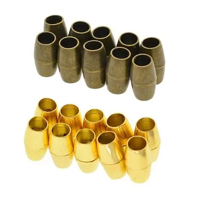 10pcs Bronze Gold Leather Kumihimo Barrel Magnetic Clasps Jewelry Connector • £7.09