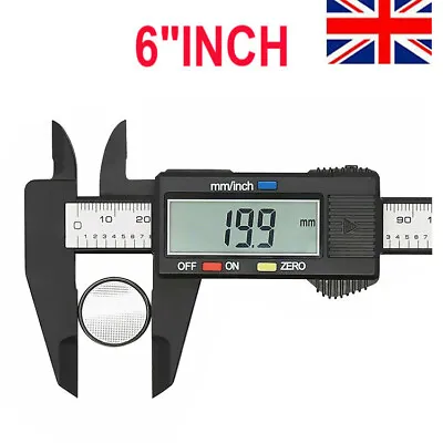 6'' LCD Digital Vernier Caliper Micrometer Measure Tool Gauge Ruler 150mm Black • £4.77