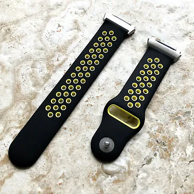 Black With Yellow Smooth Rubber Silicone Sports Band Strap For Fitbit Ionic • $48.70