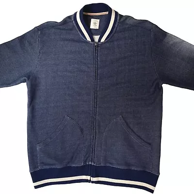 Dockers Mens Bomber Jacket Blue Varsity College Loopback Cotton Full Zip L • £14.98