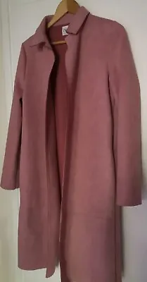 $9.75 • Buy Zara Size M Dusty Pink Soft Faux Suede / Moleskin Long Coat / Jacket 