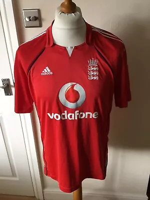 Adidas England Red Twenty20 T20 Cricket Shirt Jersey 2008 Men's Size Large 44/46 • £24.95