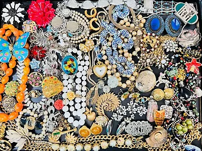 VTG Rhinestone Costume Jewelry Huge Lot TRIFARI CORO  + • $50