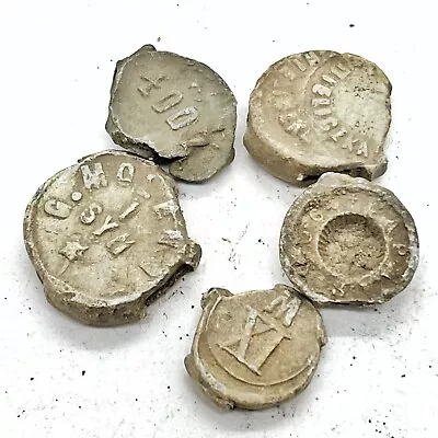 5 Authentic Circa 1700-1900’s Antique European Lead Seal Artifact Lot Artifacts • $24.95