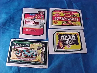 4 Orig 1974 TOPPS Series 9 WACKY PACKAGES STICKERS W TAN Backs-JERKYFRUITS Etc • $9.95