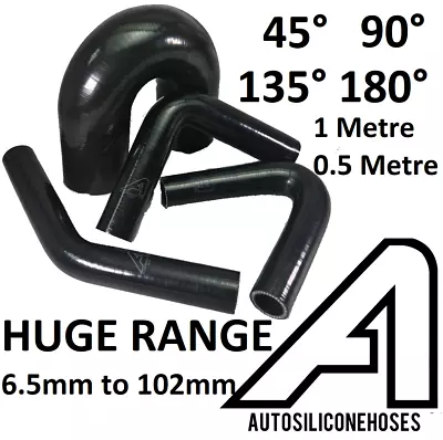 £8.69 • Buy BLACK Silicone Hose Elbow Bends 45 90 135 180 1M Degree Air Water Boost Pipe
