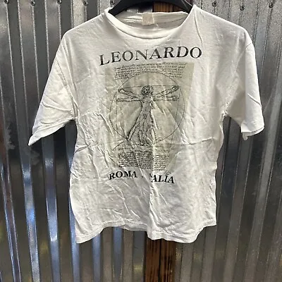 Vintage 90's Leonardo Da Vinci Vitruvian Man Roma Italia Shirt XL Single Stitch • $19.99