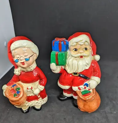 Vintage ARDCO Ceramic Christmas Santa & Mrs Claus  Figurine- Japan 1973 • $18.40