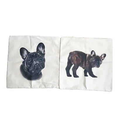 $34.99 • Buy Set Of 2 French Bulldog Dog Art Decorative Accent Pillow Cushion Cover 17 