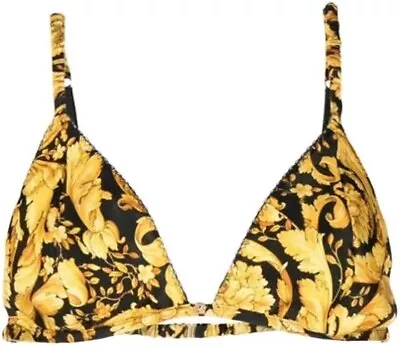 NWT  Versace Women's Black Barocco Print Medusa Head Charm Bralette Bra Size • $80