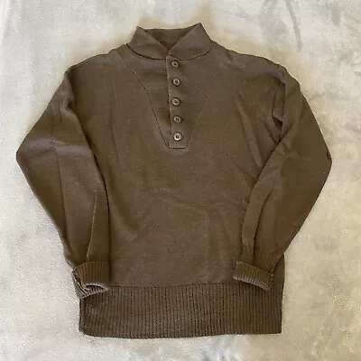 US Army Military Sweater Men’s Large Olive Drab 100% Wool Henley USA Long Sleeve • $22.99