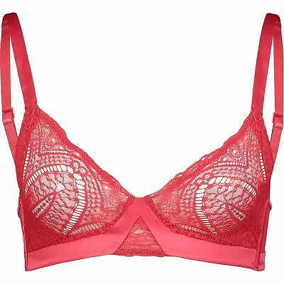 Calvin Klein Red Lace Bra  Size Small  Bust Size 84cm To 89cm • £13.02