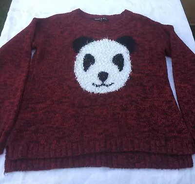 Red And Black Heart And Soul Jumper With Panda Face Size 12 • £6