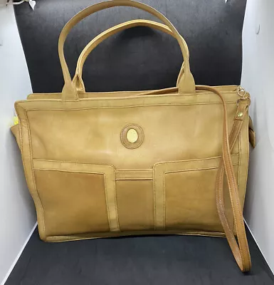 Vintage (Fay Swafford ) FS 100% Leather Briefcase Tote Bag LARGE Butter Soft Tan • $29