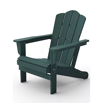 Folding Outdoor Adirondack Chair Durable Patio Deck HDPE UV Resistant Green • $127.04