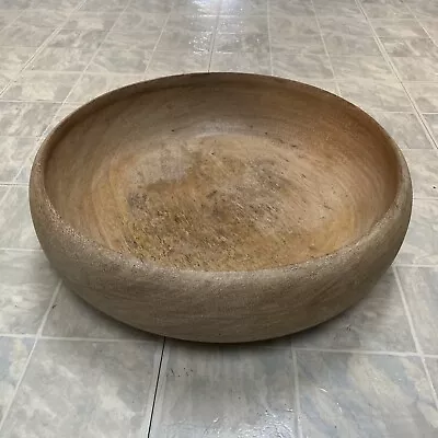 Vintage Large Mahogany Wood Bowl Fruit Vegetable Round Rustic 13.5  Old Table￼ • $12