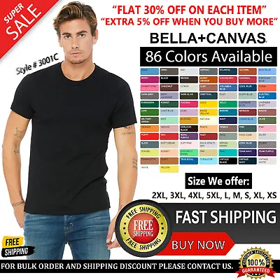 Bella + Canvas Unisex T Shirt Short-Sleeve 100% Cotton Jersey Tee 3001C T-Shirt • $18.12