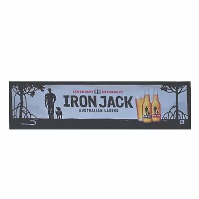 IRON JACK RUBBER BACKED FABRIC BAR MAT 25x90cm BNWOT MAN CAVE AUSTRALIA • $24.99