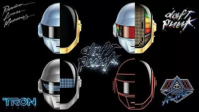 Classic Daft Punk Music Band Four Helmets Abstract Canvas Wall Art 20 X 30 inch • £19