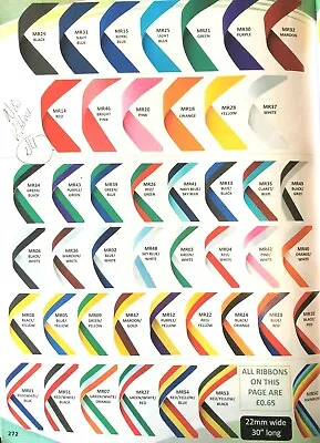 Ribbon Colours For Sports & Activity Award Medals 76.2cm X 2.2cm FREE UK P&P  • £1.20